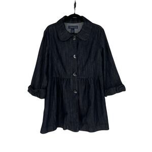 Baccini Peplum Dark-Wash Denim 3/4 Sleeve Collared Jacket - Plus Size 1X